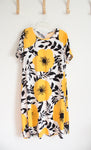 LuLaRoe Yellow Black & White Floral Dress | 3XL