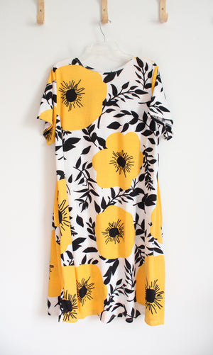 LuLaRoe Yellow Black & White Floral Dress | 3XL