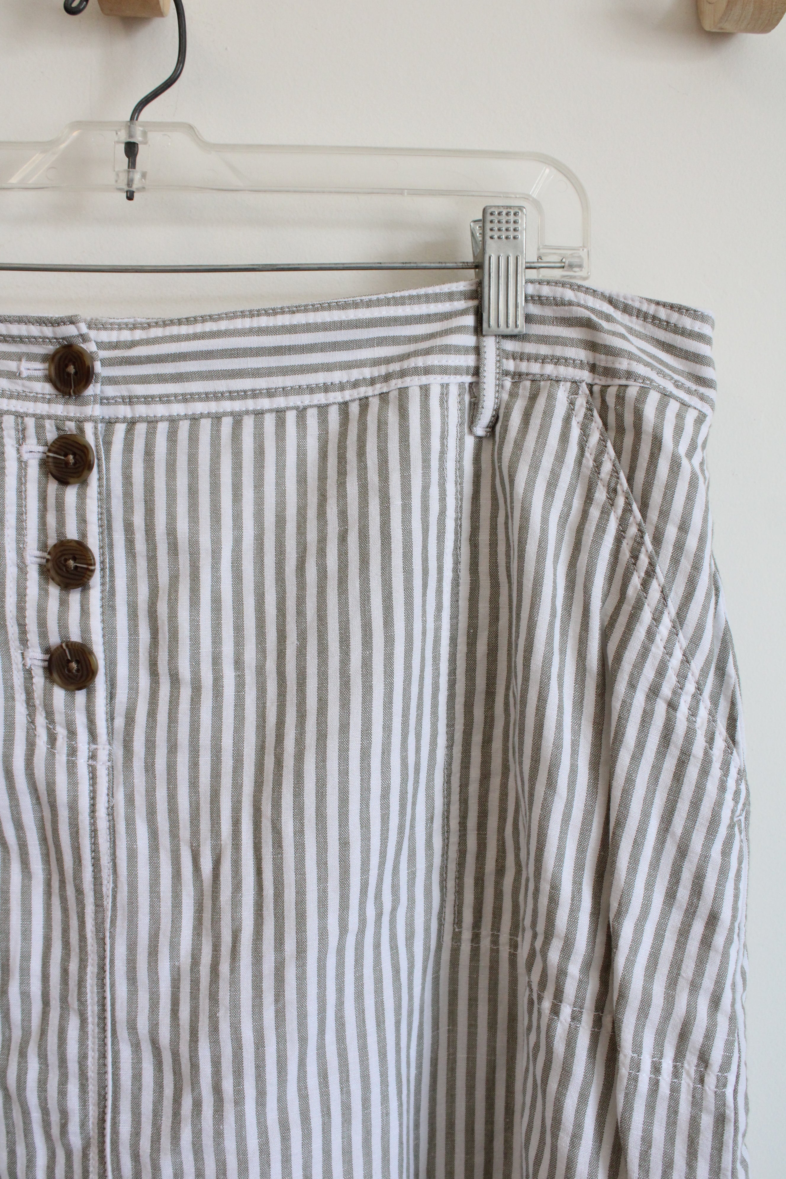 Talbots Green & White Striped Skirt | 16