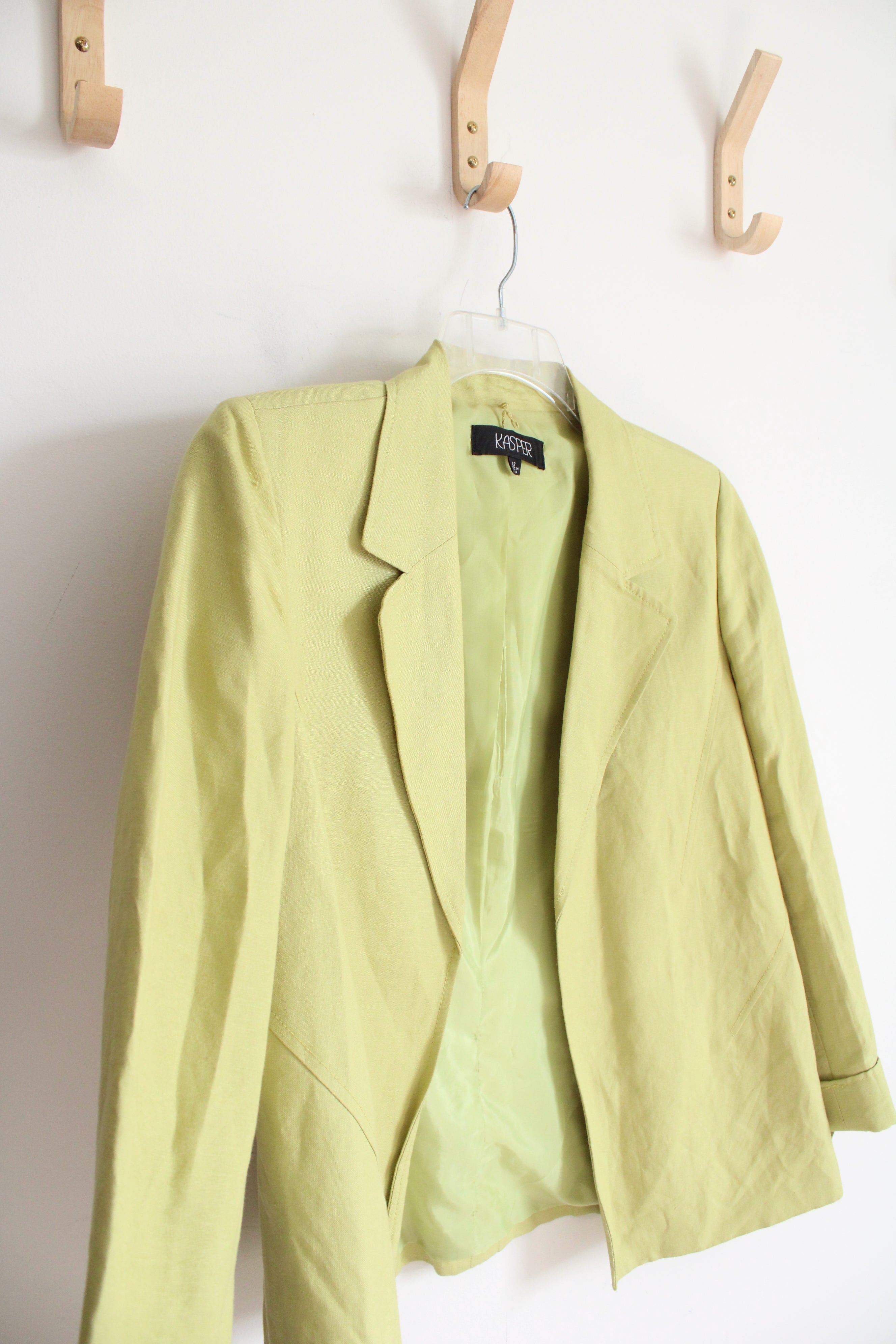 Kasper Chartreuse Linen Blend Blazer | 12