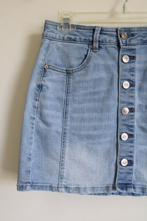 American Eagle Outfitters Solid Blue Denim Skirt Size 0 - 55% off | ThredUp