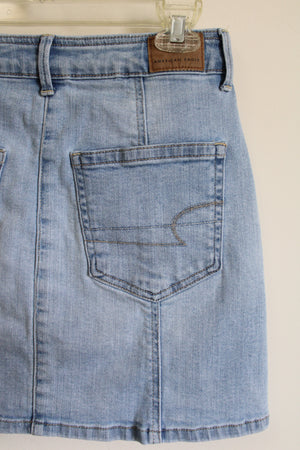 American Eagle AEO Distressed Blue Denim Jean Skirt Women's Size 0 NEW -  beyond exchange