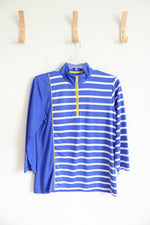 EP Pro Tour Tech Blue & White Striped Quarter Zip Shirt | M