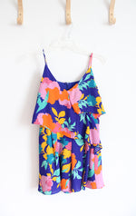 NEW Sugar Lips Multi-Colored Floral Loose Blue Romper | M