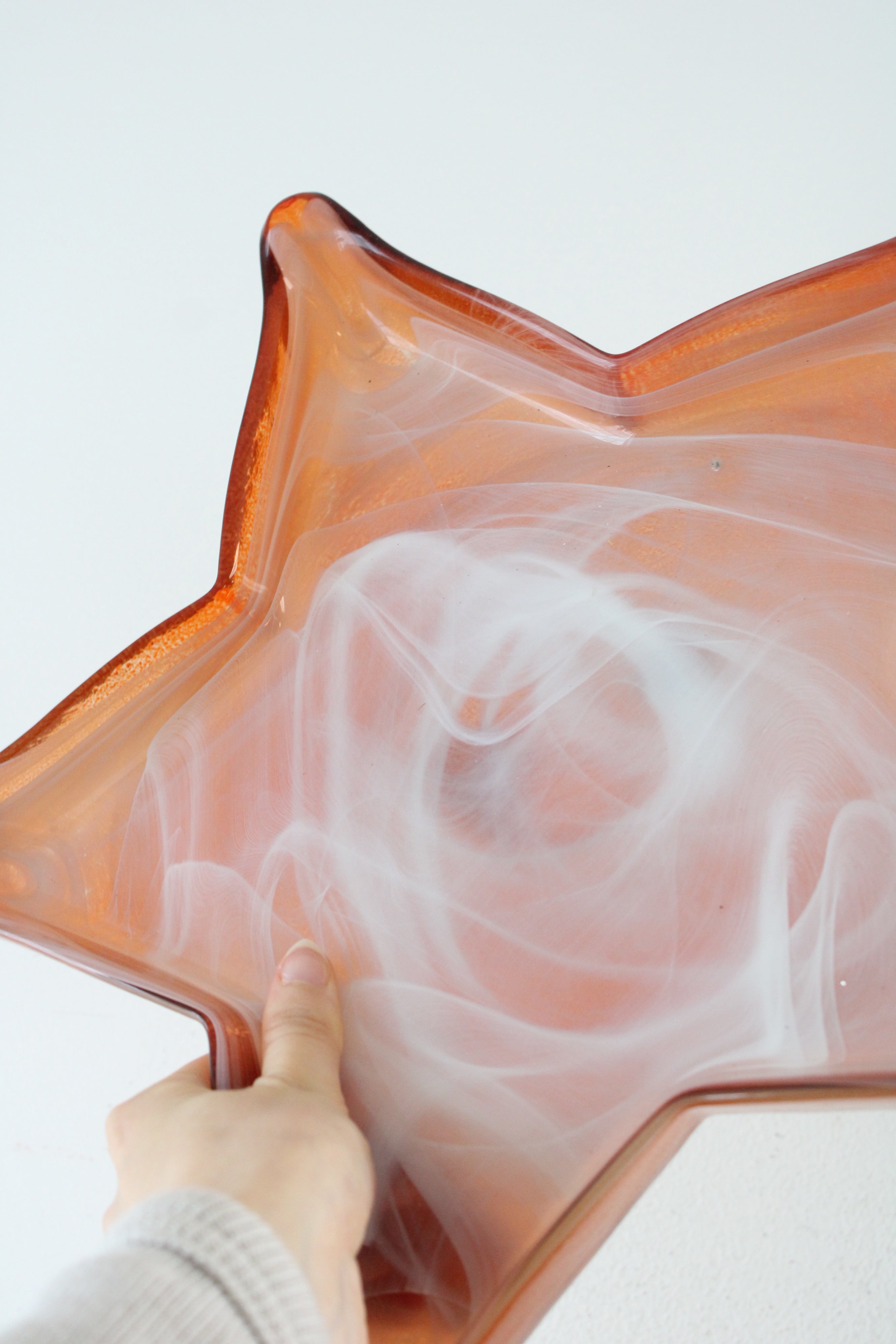 Cypress Orange Glass Star Swirl Large Tray