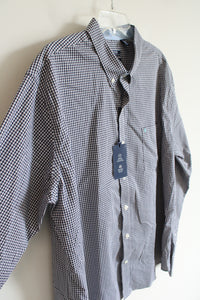 NEW Izod Blue & White Gingham Slim Fit Non-Iron Stretch Button Down Shirt | XXL