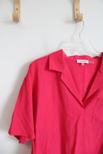 Calvin Klein Hot Pink Lightweight Collared V-Neck Top | M