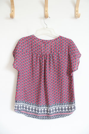 Banana Republic Pink Black & White Patterned Top | S