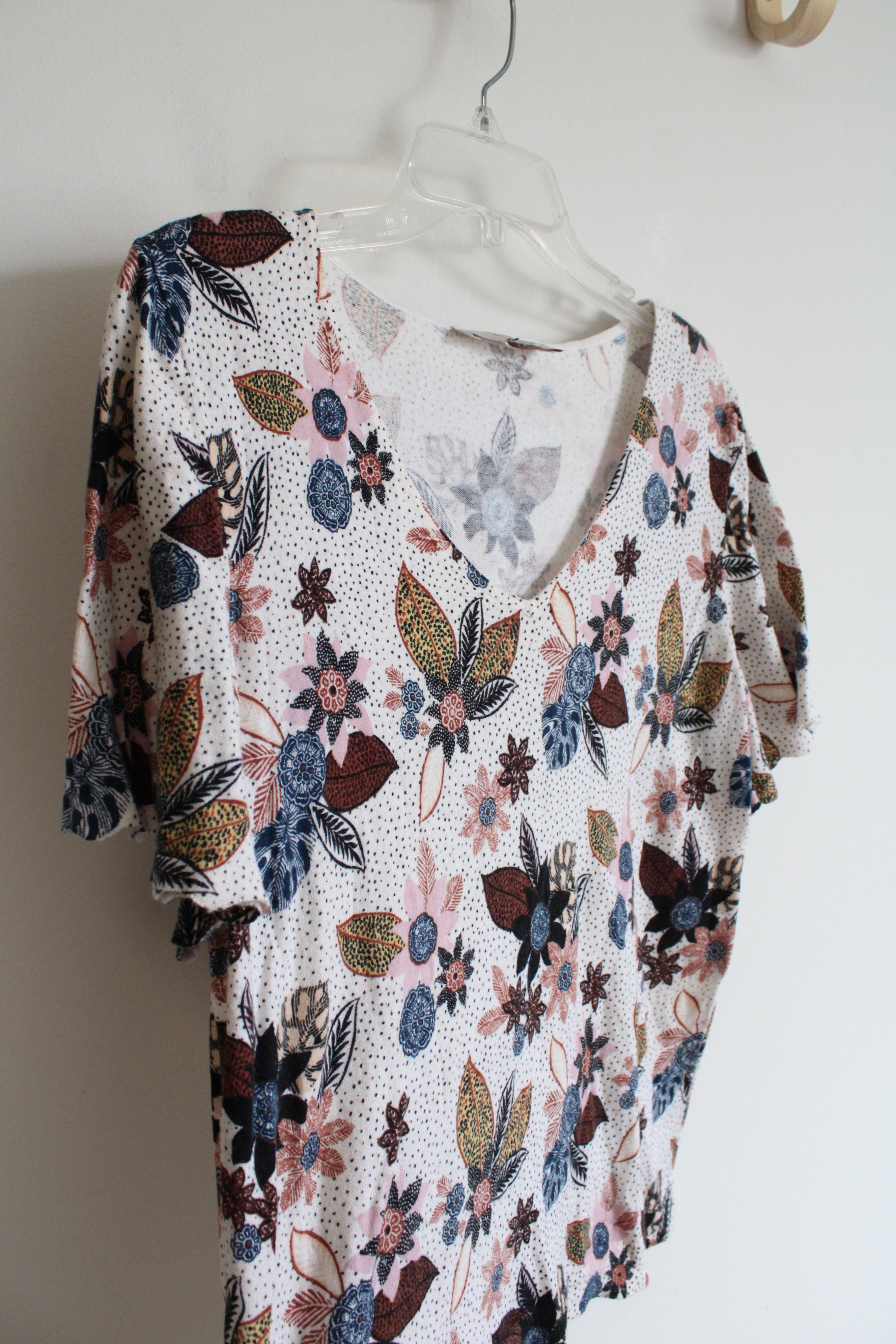 LOFT Brown Black & Pink Patterned Cotton Top | M