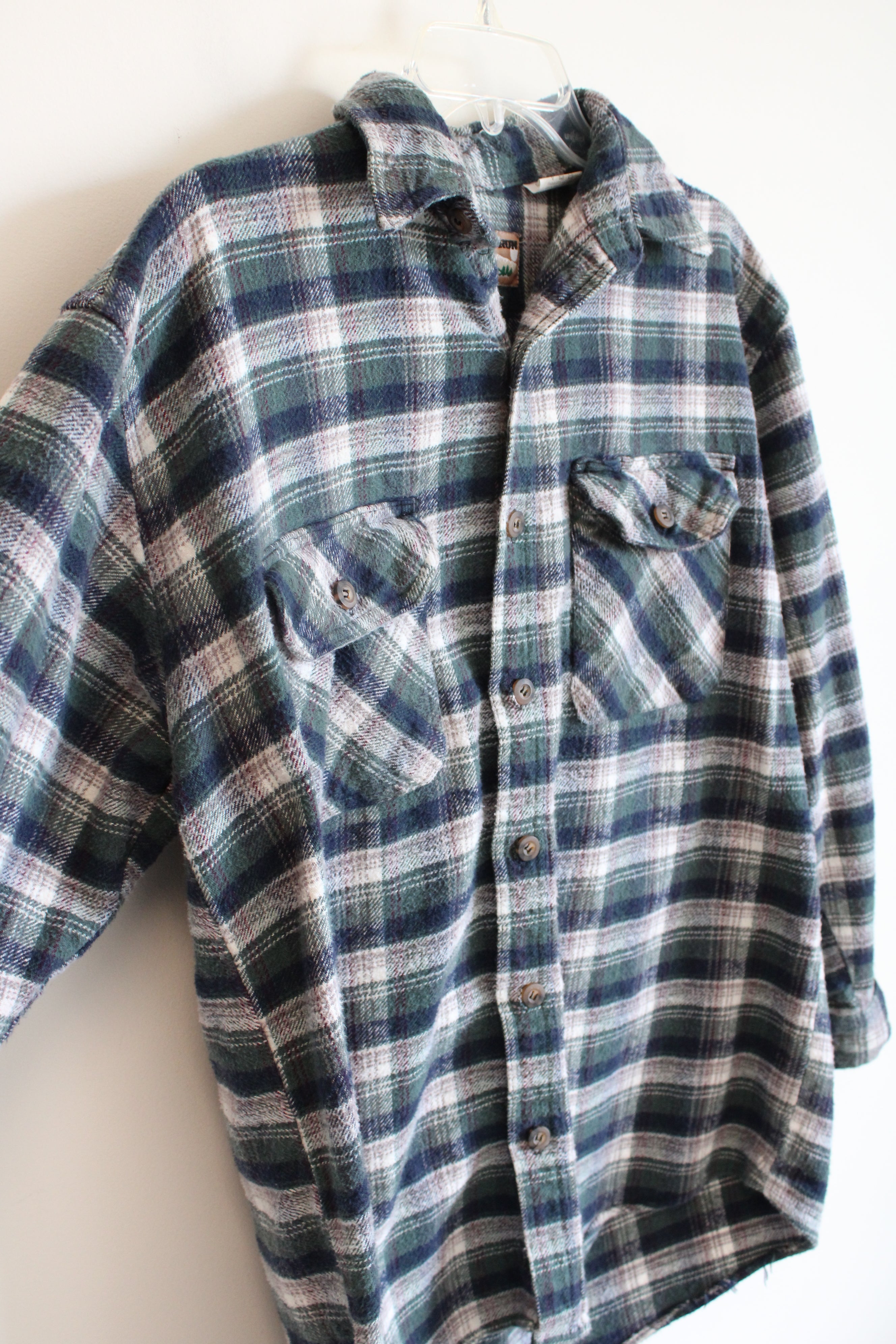 Winter Run Blue & Green Plaid Flannel Shirt | L