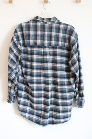 Winter Run Blue & Green Plaid Flannel Shirt | L