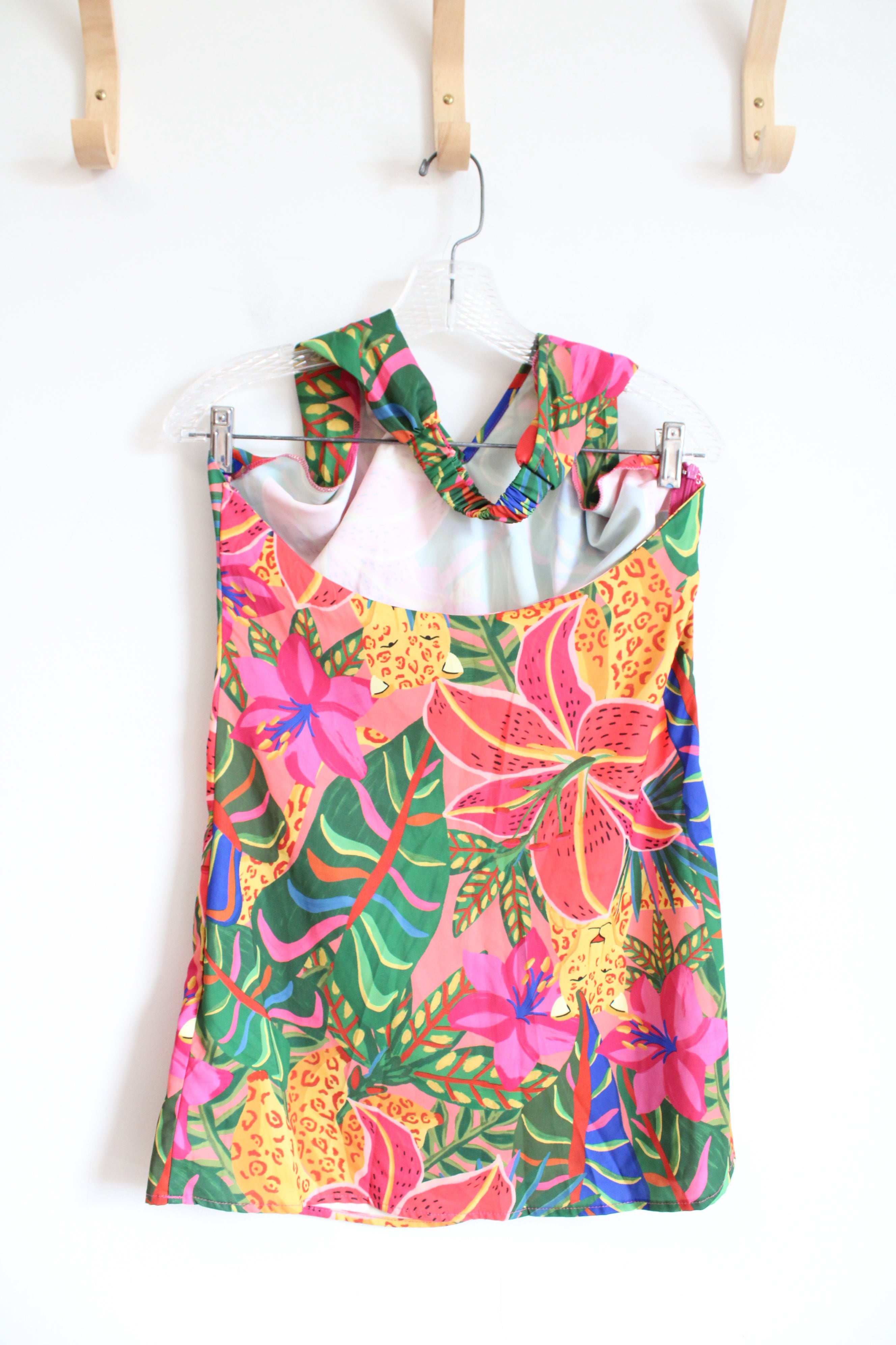 NEW Shein Bright Multi-Colored Tropical Halter Neck Dress | M