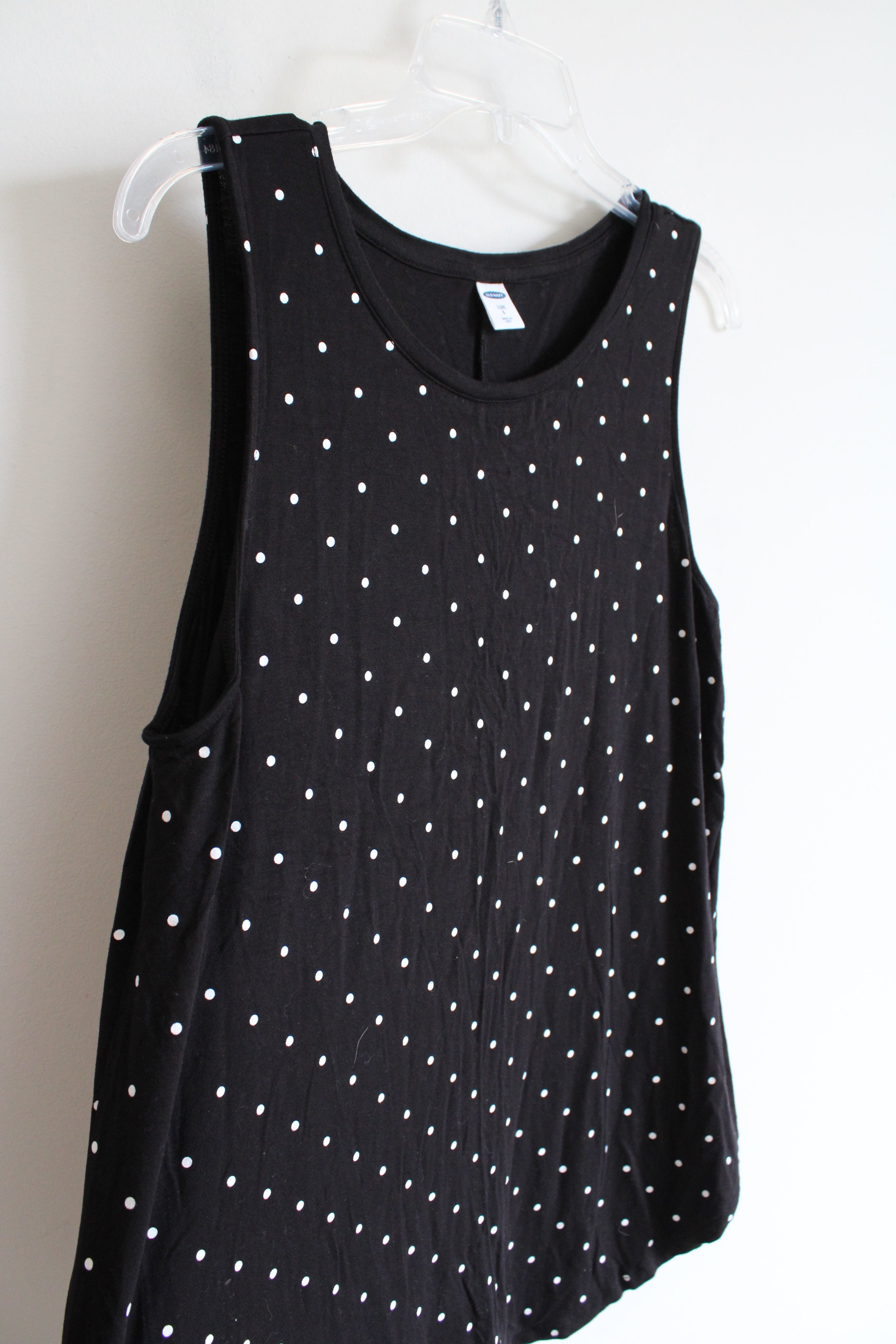 Old Navy Luxe Black & White Polka Dot Tank Top | L