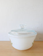 Glasbake Green Daisy J235 1 QT Oval Covered Dish