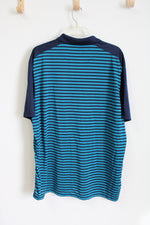 Haggar Cool18 Blue Striped Polo Shirt | XL