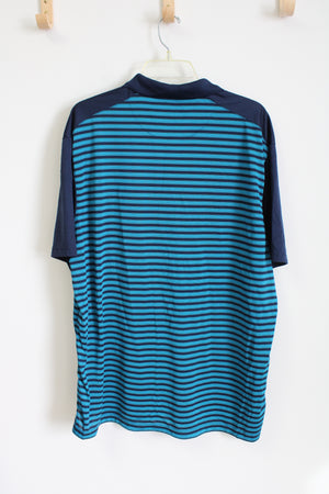 Haggar Cool18 Blue Striped Polo Shirt | XL