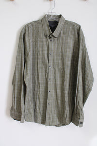 Van Heusen Green Plaid Button Down Shirt | L