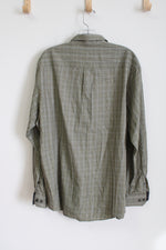 Van Heusen Green Plaid Button Down Shirt | L