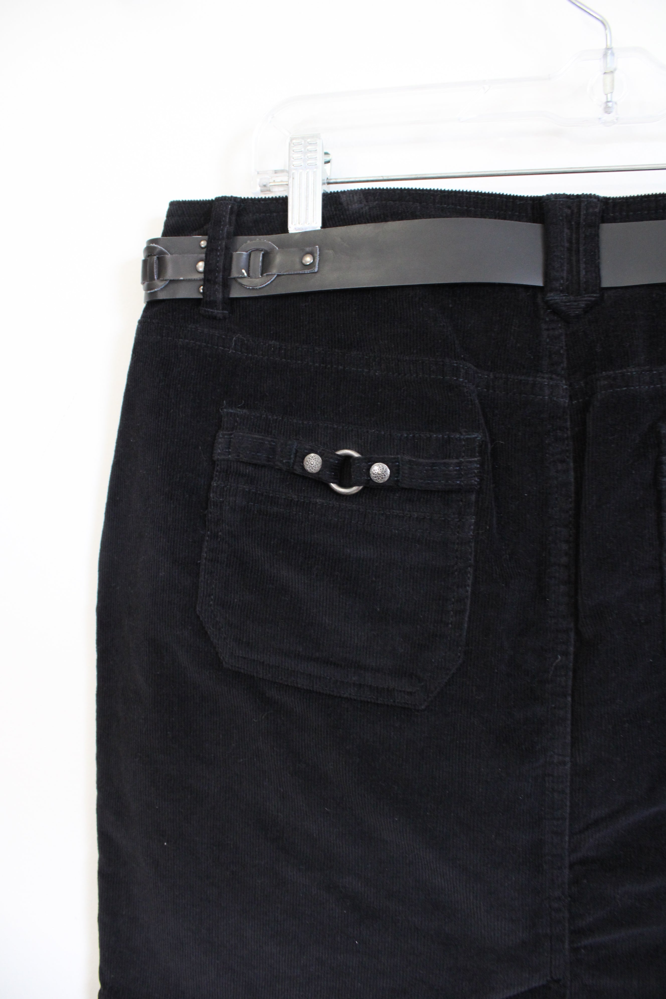Petite black corduroy skirt 2025