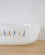 Anchor Hocking Fire-King 443 Blue & Yellow Candle Glow Casserole Dish