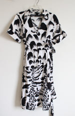 Lane Bryant White & Black Floral Wrap Dress | 16