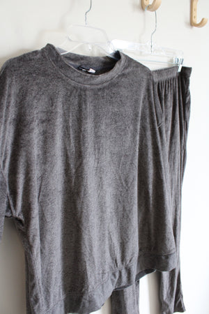 Joyspun Soft Gray Long Sleeved Shirt & Sweatpants 2-Piece Set | M