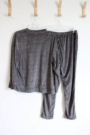 Joyspun Soft Gray Long Sleeved Shirt & Sweatpants 2-Piece Set | M