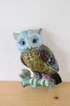 Lefton 4778 Blue Chalkware Owl Plaque