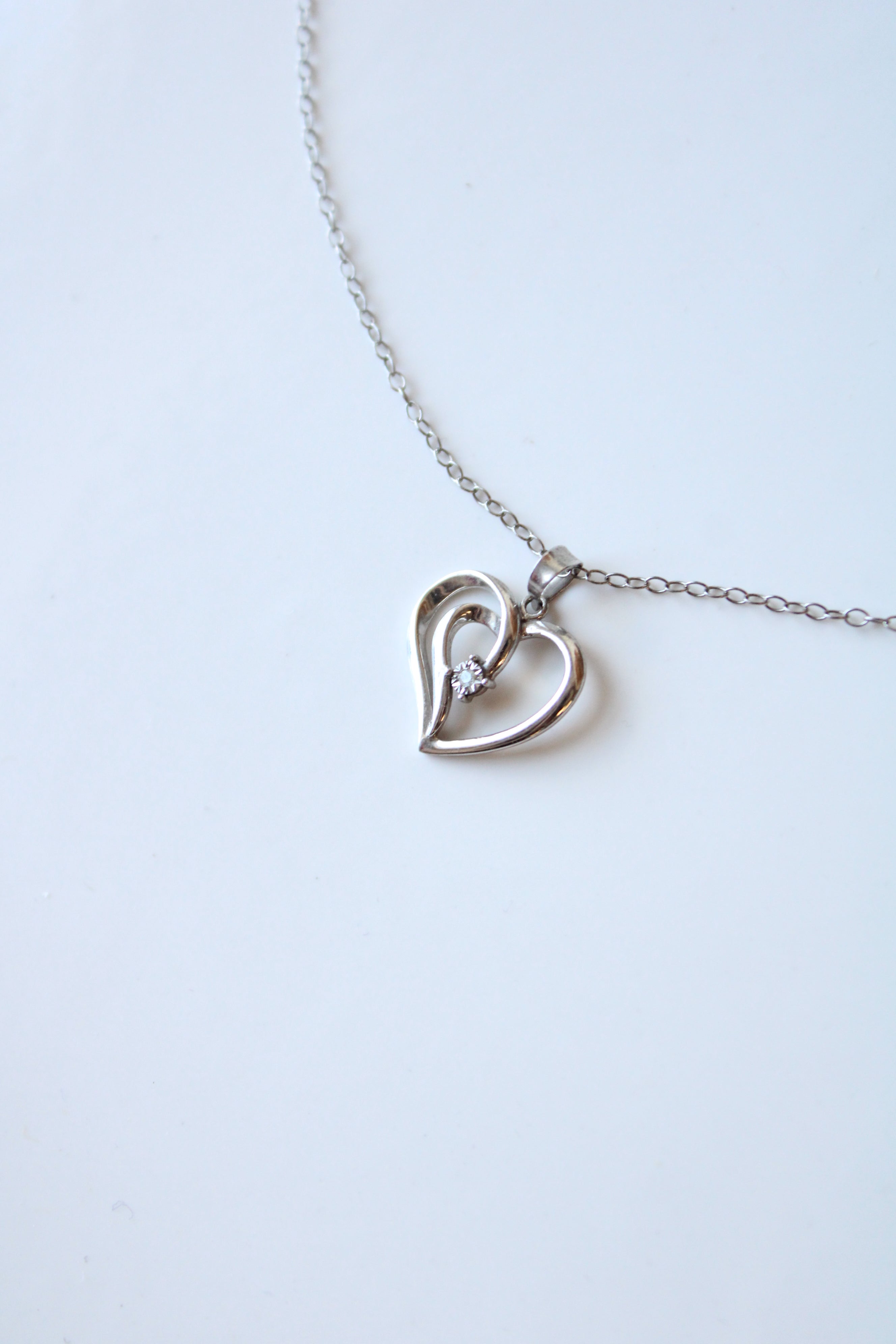 Crystal Heart Sterling Silver Pendant Necklace