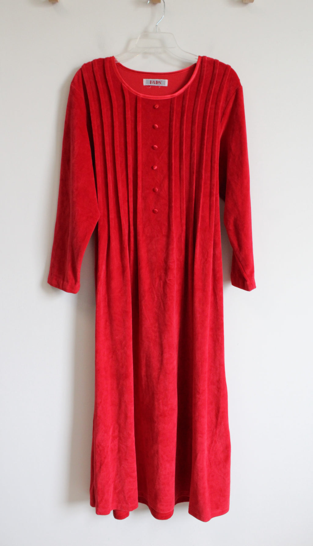 Fads Red Long Sleeved Velvet Maxi Dress | XL