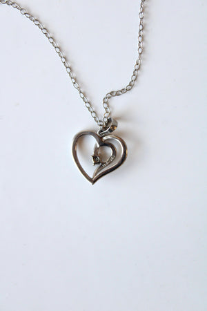 Crystal Heart Sterling Silver Pendant Necklace