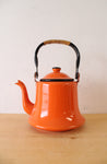 Vintage Enamelware Orange & Black Teapot