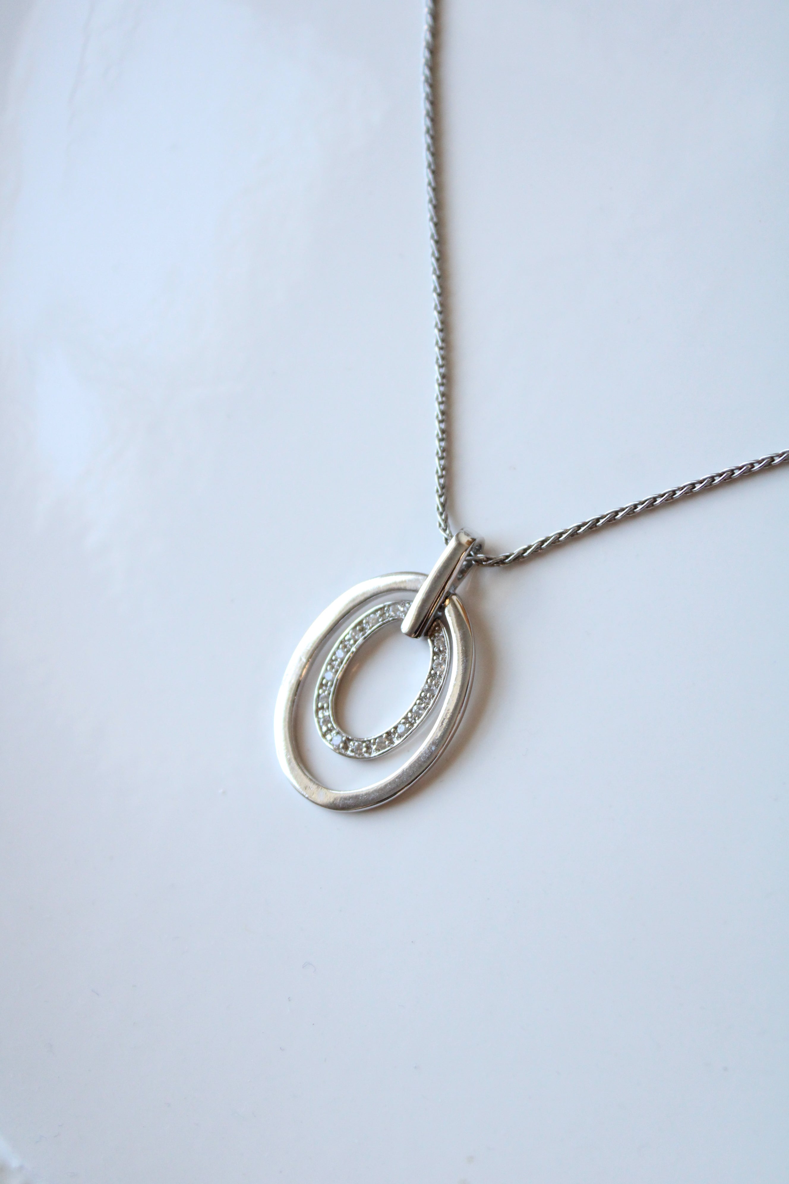 Oval Pendant Sterling Silver Necklace