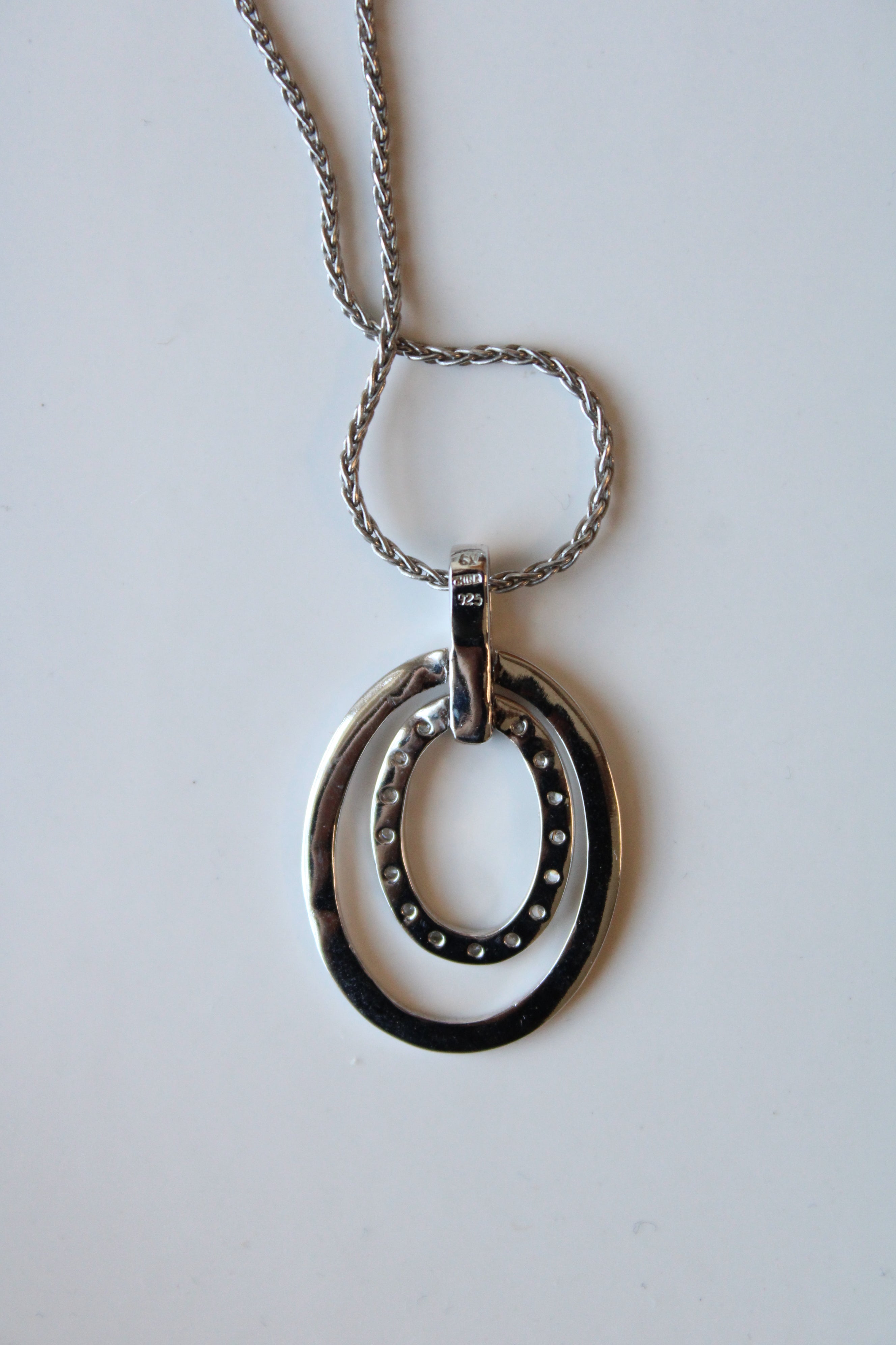 Oval Pendant Sterling Silver Necklace