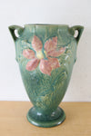 Roseville Pottery 111-10 Clematis Green Pink Flower Urn Style Vase