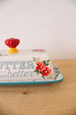 The Pioneer Woman Turquoise Floral Butter Dish