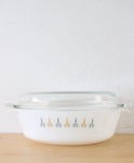 Anchor Hocking Fire-King 443 1 1/2 Qt. Blue & Yellow Candle Glow Lidded Casserole Dish