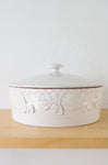 Home Grown Signature Riviera Van Beers Stoneware Beige Fruit Embossed Lidded Dish