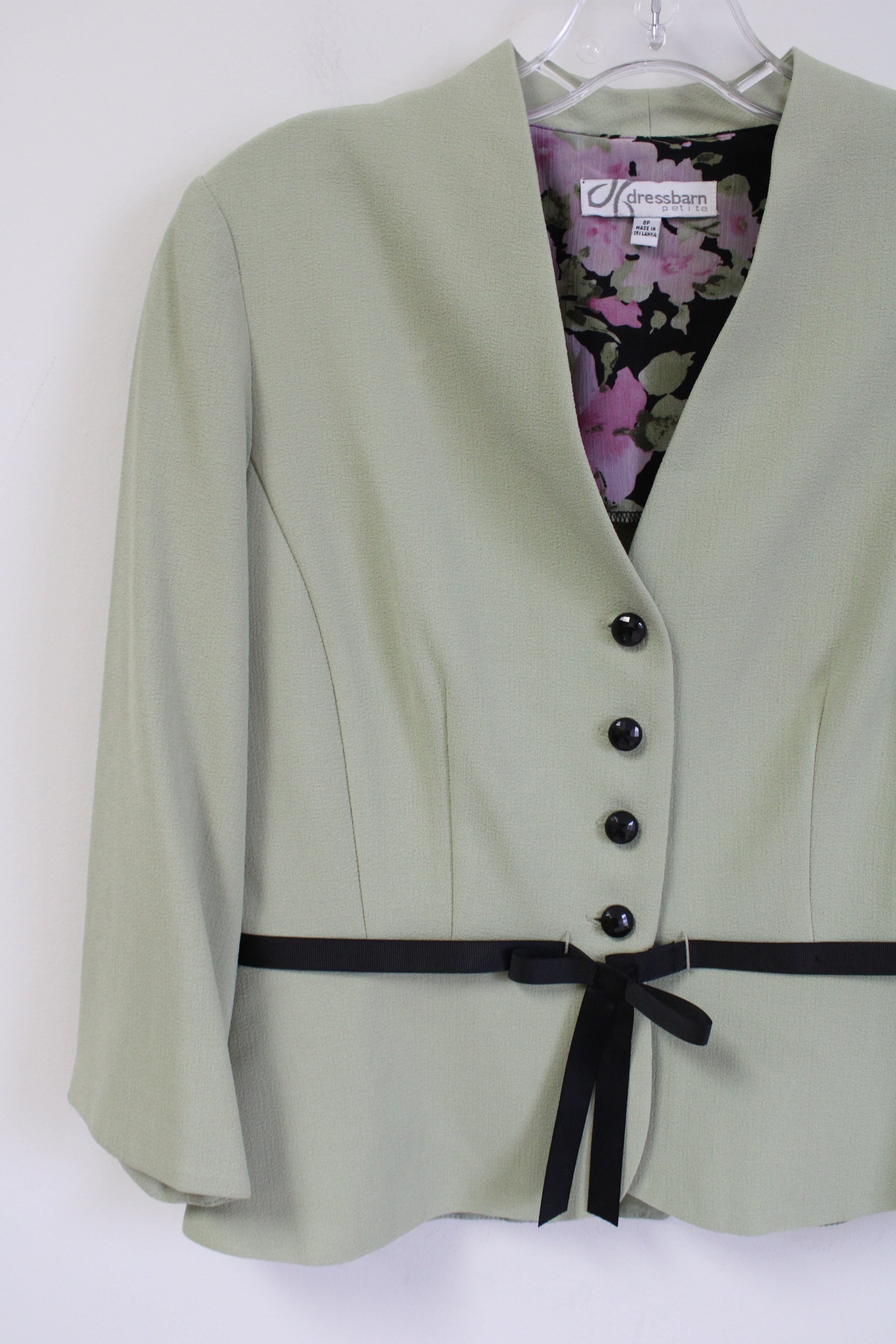 Dressbarn Green Chiffon Blazer Jacket | 8 Petite