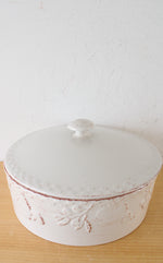 Home Grown Signature Riviera Van Beers Stoneware Beige Fruit Embossed Lidded Dish