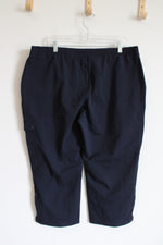 Susan Graver Weekend Navy Cargo Capri Pants | XL