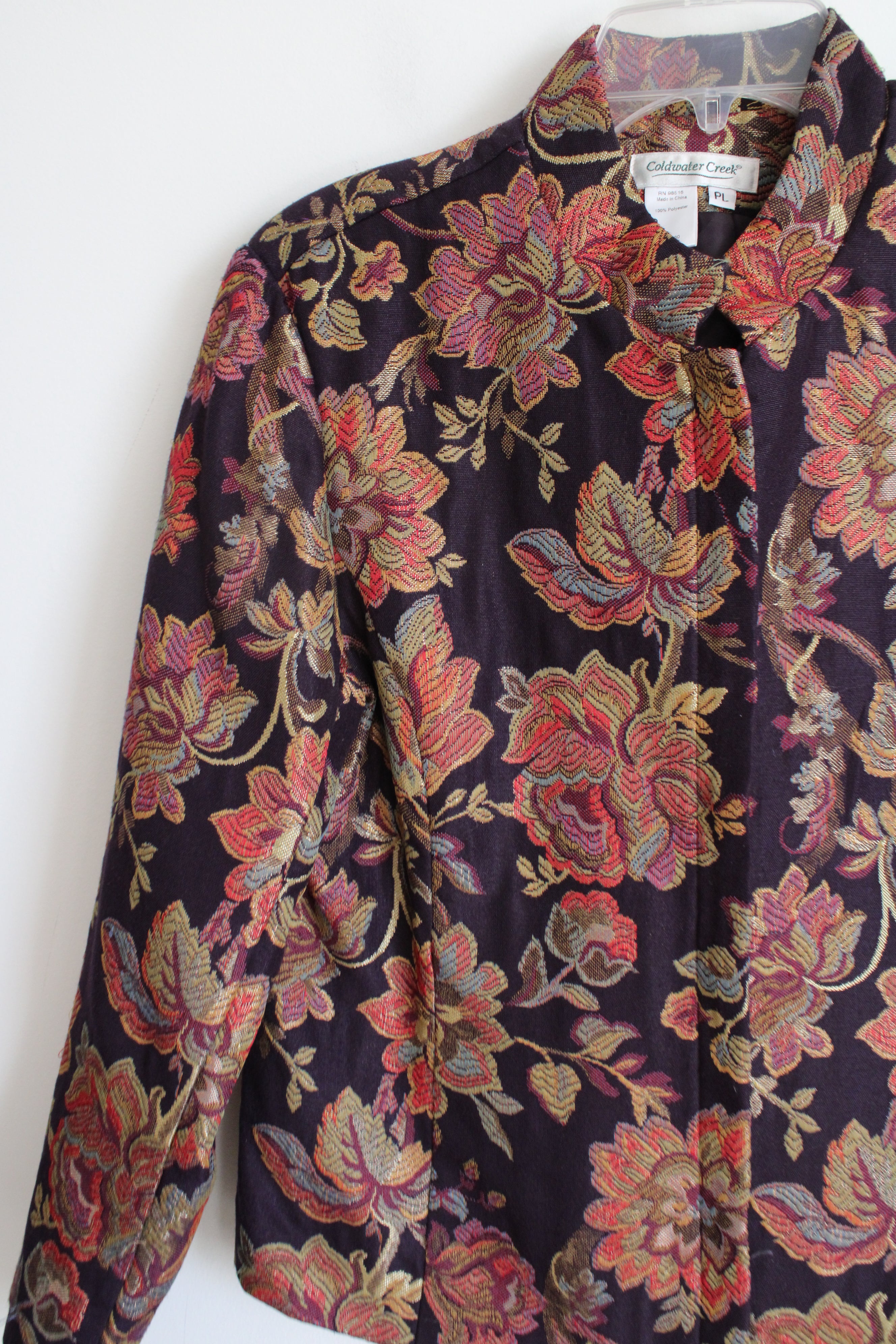 Coldwater Creek Burgundy Floral Jacket | L Petite