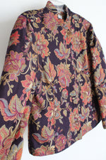 Coldwater Creek Burgundy Floral Jacket | L Petite