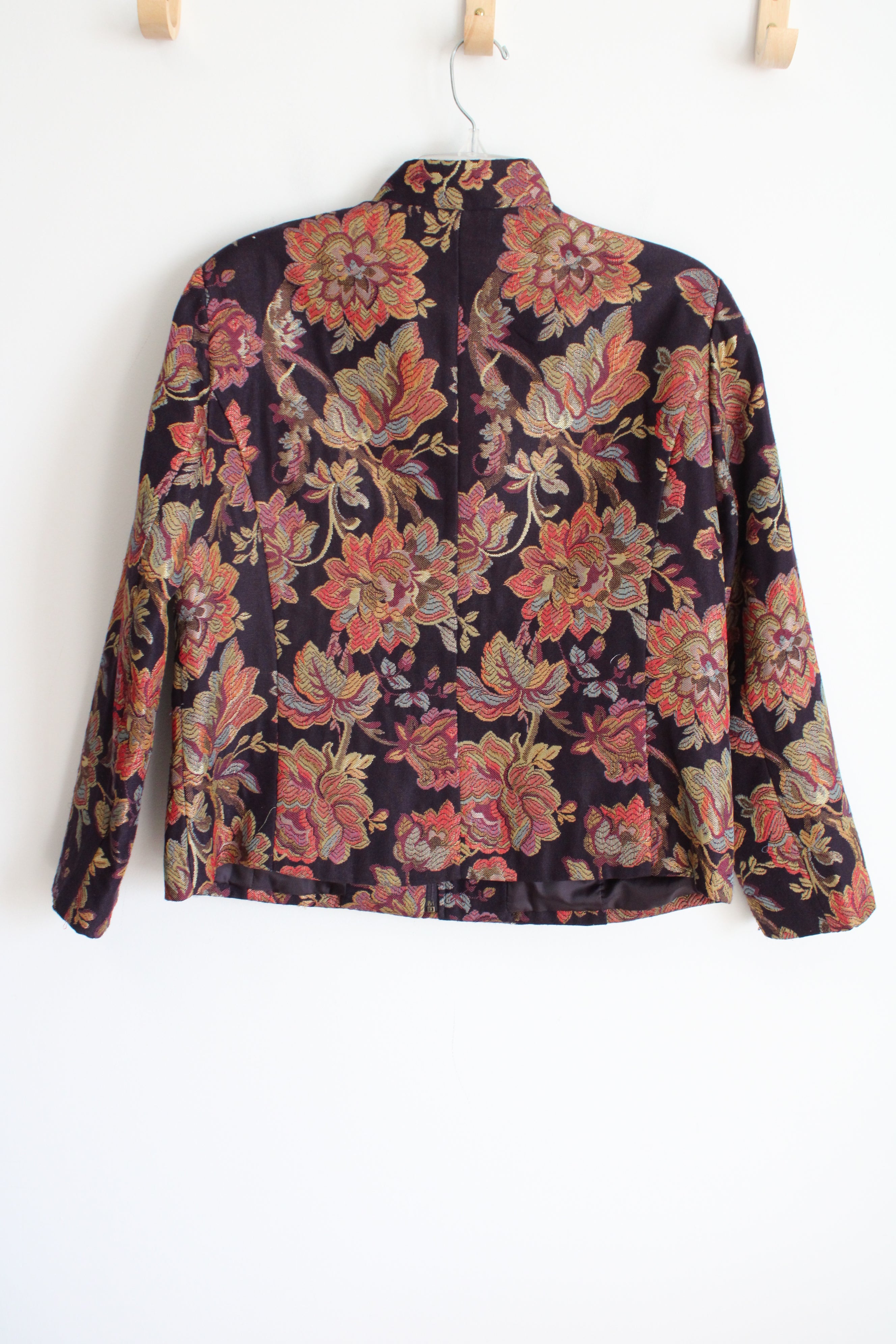 Coldwater Creek Burgundy Floral Jacket | L Petite