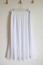 Afibi Solid White Flowy Maxi Skirt | 2XL