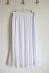 Afibi Solid White Flowy Maxi Skirt | 2XL