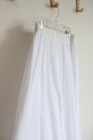 Afibi Solid White Flowy Maxi Skirt | 2XL