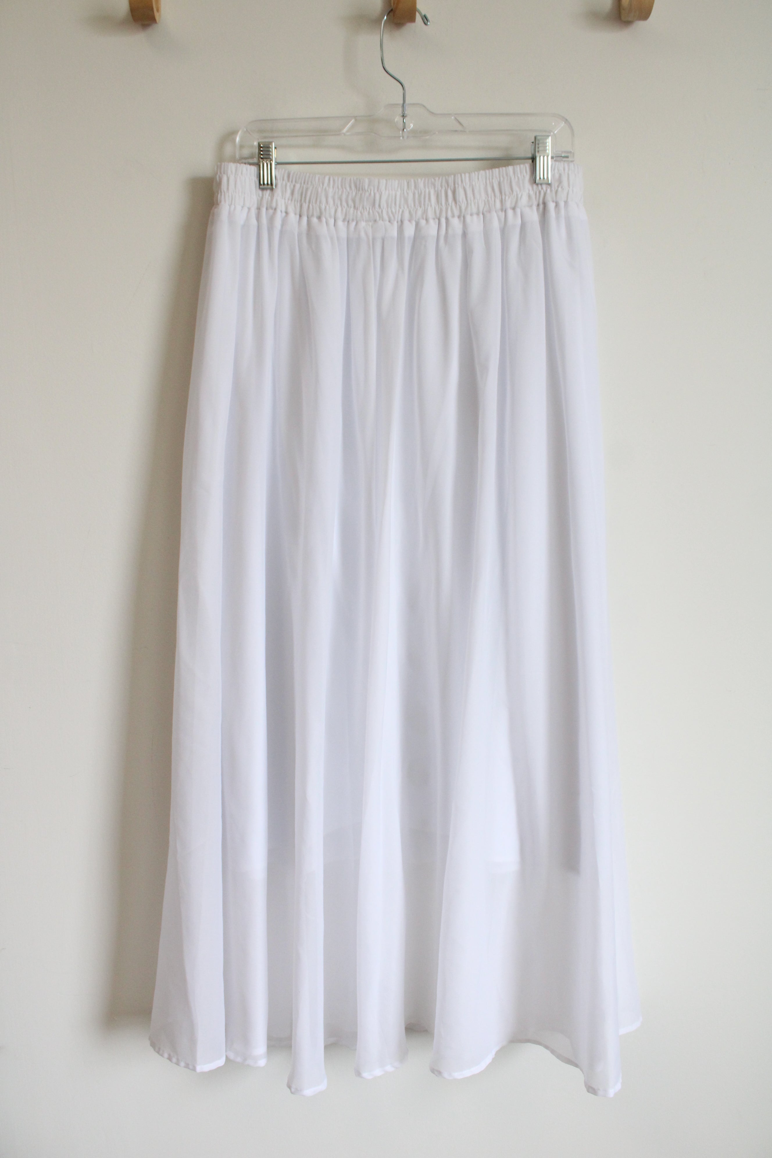 Afibi Solid White Flowy Maxi Skirt | 2XL