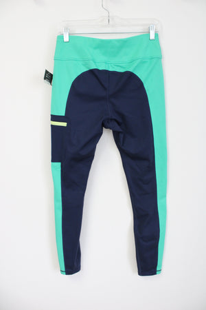 NEW Athletic Works Navy & Turquoise Blue Leggings | M