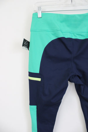 NEW Athletic Works Navy & Turquoise Blue Leggings | M